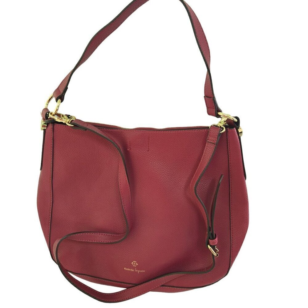 Nanette Lepore Burgundy Vegan Leather Large Convertible Shoulder Crossbody Bag